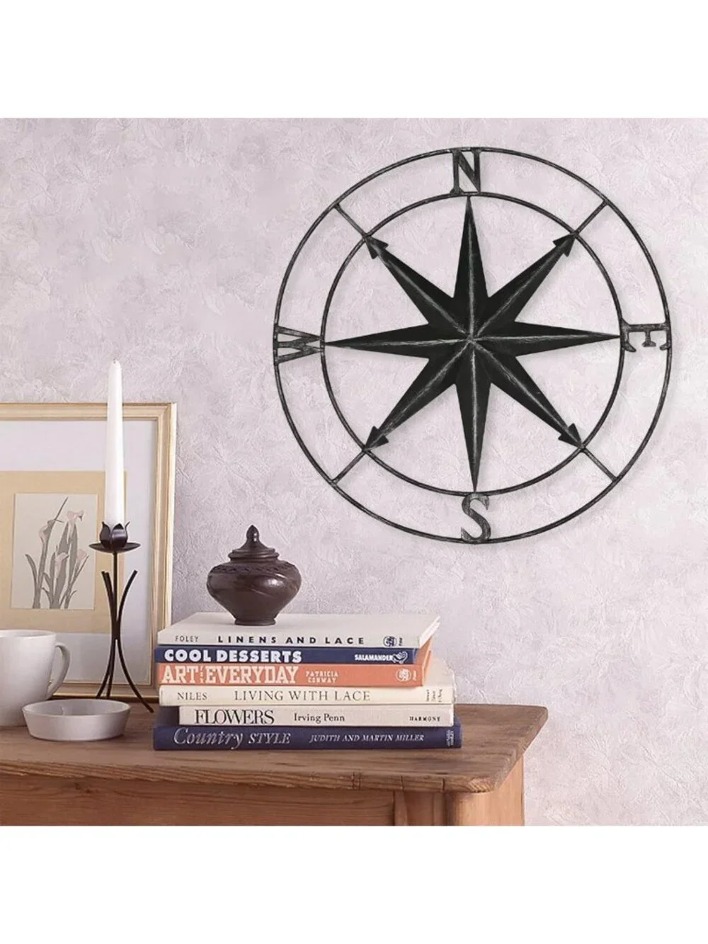 Round Metal Compass Wall Art - 11